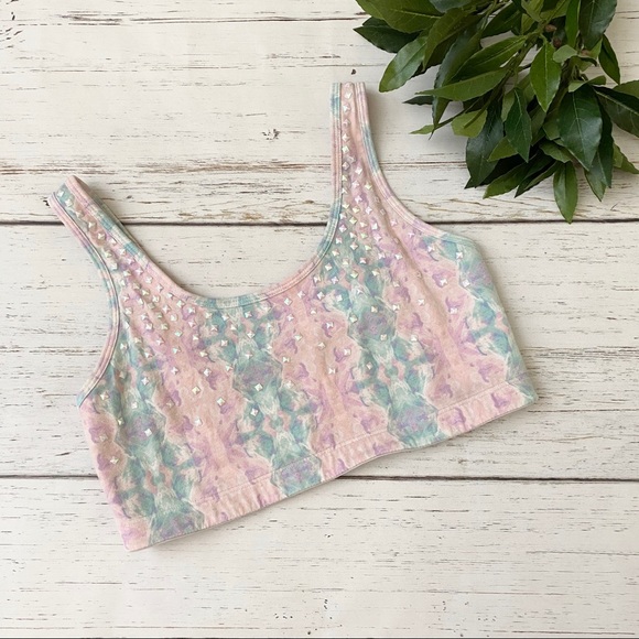 PINK Victoria's Secret Other - VS Pink Cotton Candy Studded Sports Bra Crop Top